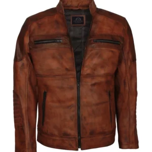 Cafe Racer Brown Cowhide Motorcycle Jacket