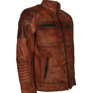 Cafe Racer Brown Motorcycle Leather Jacket