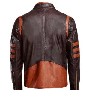 Cafe Racer Brown Stripe Leather Jacket