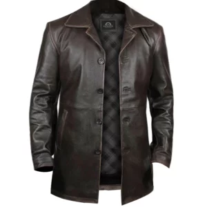 Danny Mens Dark Brown Leather Coat