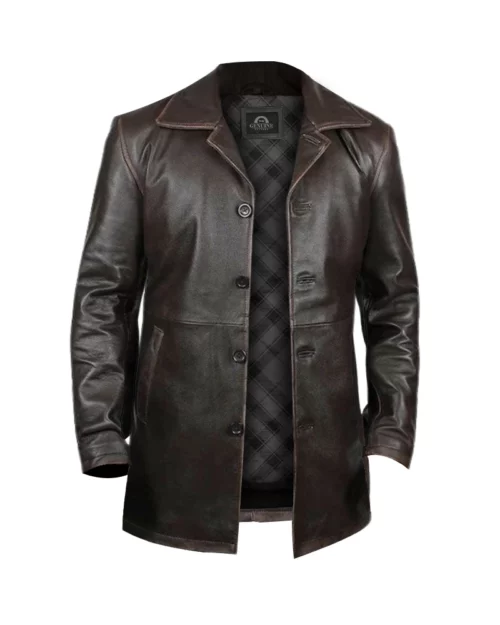 Danny Mens Dark Brown Leather Coat