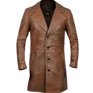 Jackson Men Brown Leather Car Coat