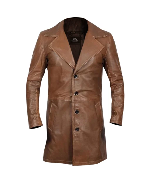 Jackson Men Brown Leather Car Coat