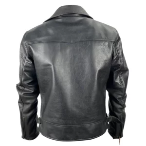Men Black Cowhide Leather Harrington Jacket