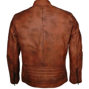 Men Cafe Racer Brown Cowhide Motorcycle Jacket