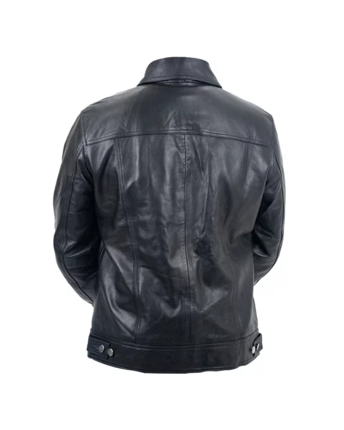 Men Genuine Leather Trucker Jacket