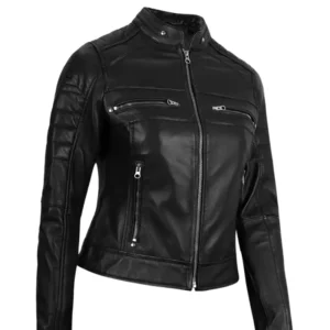 Cafe Racer Biker Leather Jacket for Women