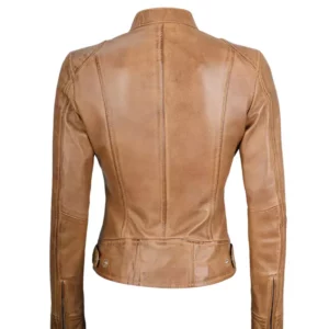 Camel Brown Leather Jacket for Womens