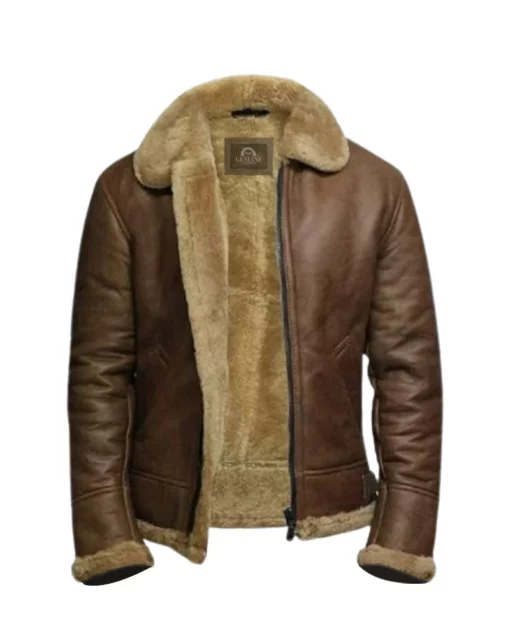 Men B3 Brown Shearling Leather Jacket
