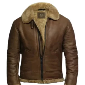 Mens B3 Brown Shearling Leather Jacket