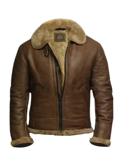 Mens B3 Brown Shearling Leather Jacket