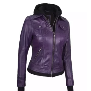 Purple Leather Jacket for Women