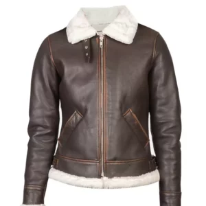 Women B-3 Brown Leather Bomber Jacket