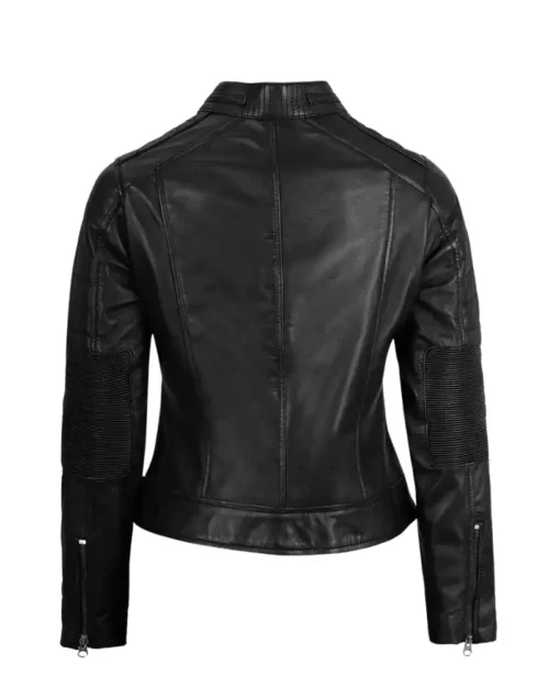 Women Black Biker Leather Jacket