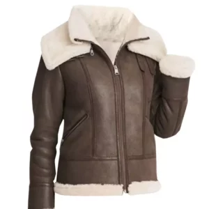 Women Brown Shearling Leather Jacket
