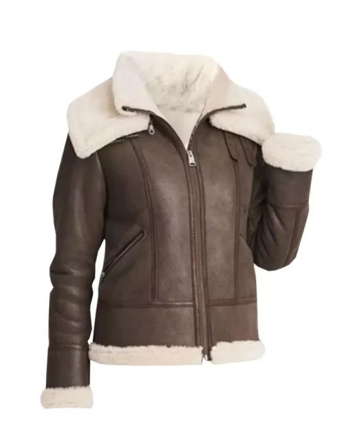 Women Brown Shearling Leather Jacket