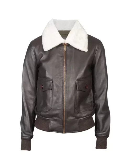 Women G-1 Brown Leather Bomber Jacket