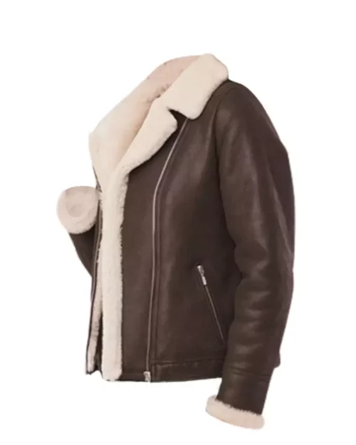 Womens Brown RAF Aviator Shearling Jacket