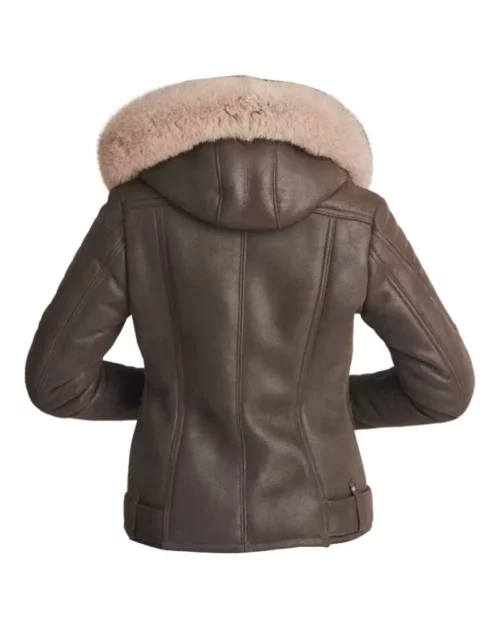 Womens Shearling Brown Leather Jacket