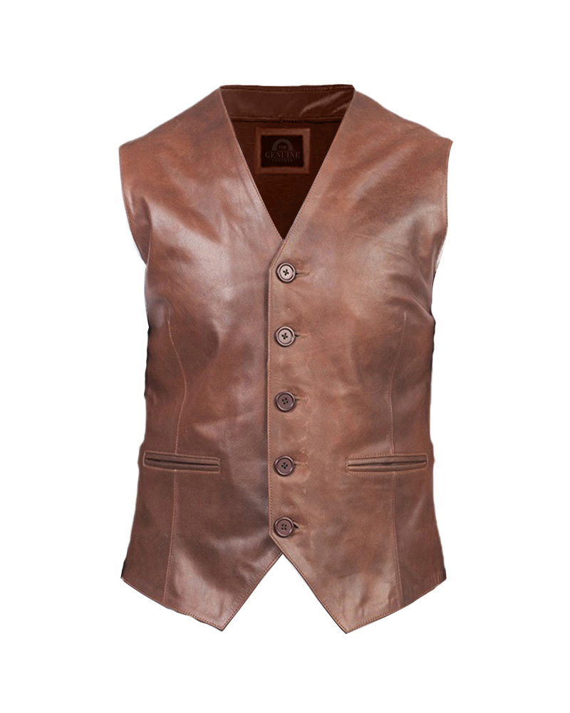 Auden Brown Leather Vest for Men | Auden Brown Vest