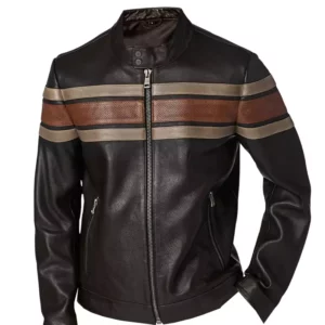Dale Retro Striped Leather Jacket