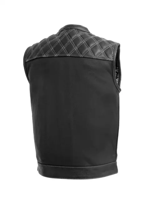 Downside White and Black Leather Vest | Downside Leather Vest