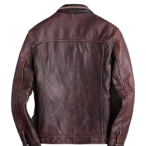 Men Brown Fashionable Leather Racer Jacket