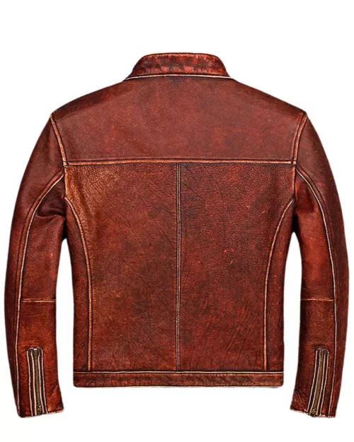 Men Classic Casual Vintage Biker Leather Jacket