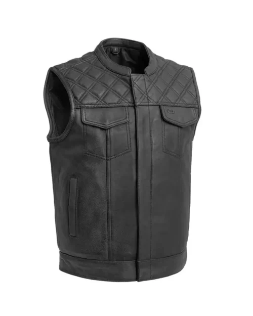 Men Downside Motorcycle Leather Vest