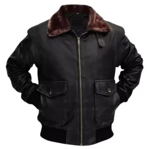 Men G-1 Flight Distressed Black Aviator Leather Jacket