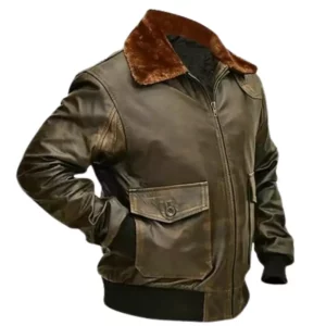 Men G-1 Flight Distressed Brown Aviator Jacket