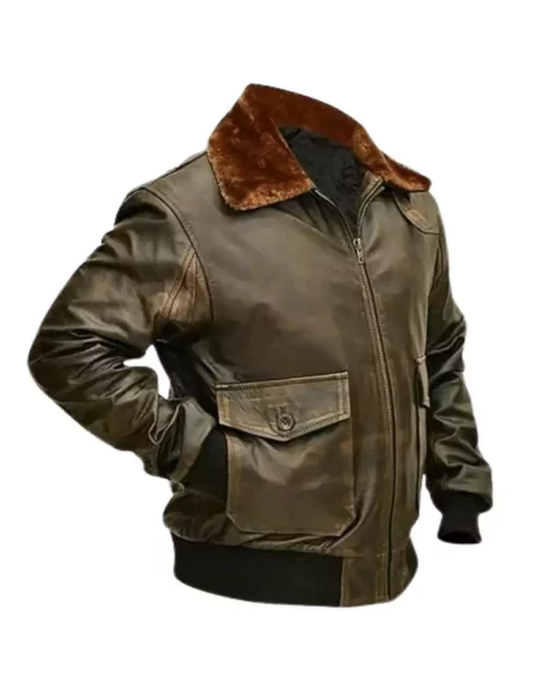 Men G-1 Flight Distressed Brown Aviator Jacket