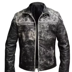 Men Vintage Retro Distressed Black Antique Jacket