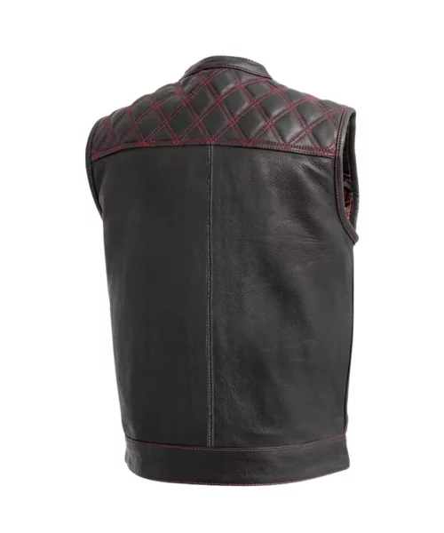Men's Black & Orange Diamond Leather Vest
