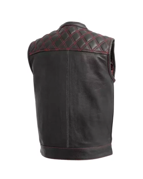 Men's Black & Orange Diamond Leather Vest