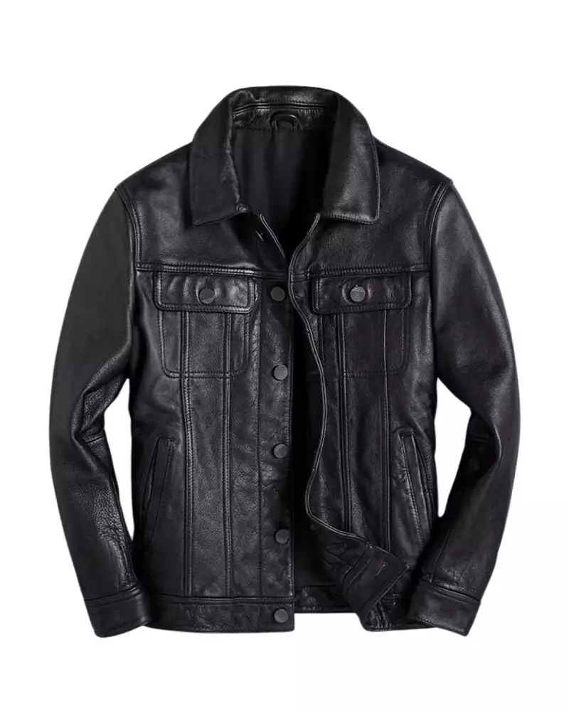 Mens Causal Shirt Style Lambskin Jacket