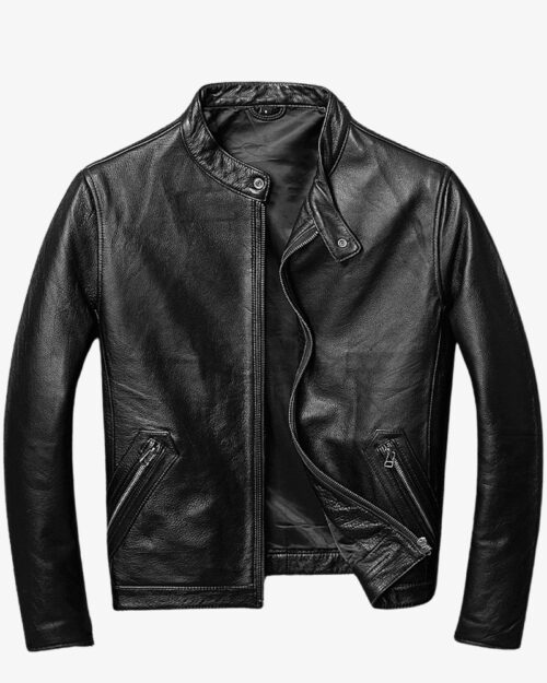 Mens Classic Casual Vintage Black Biker Jacket