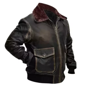 Men's G-1 Flight Distressed Black Aviator Jacket