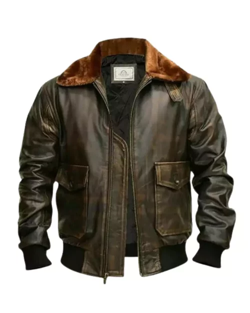 Mens G-1 Flight Distressed Brown Aviator Jacket