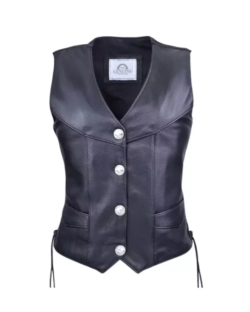 Women Biker Leather Vest