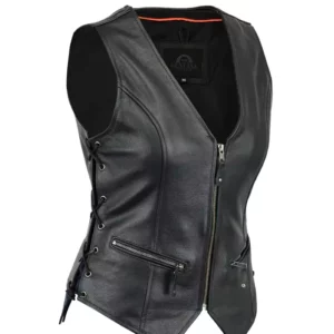 Women Motorcycle Biker Genuine Leather Vest