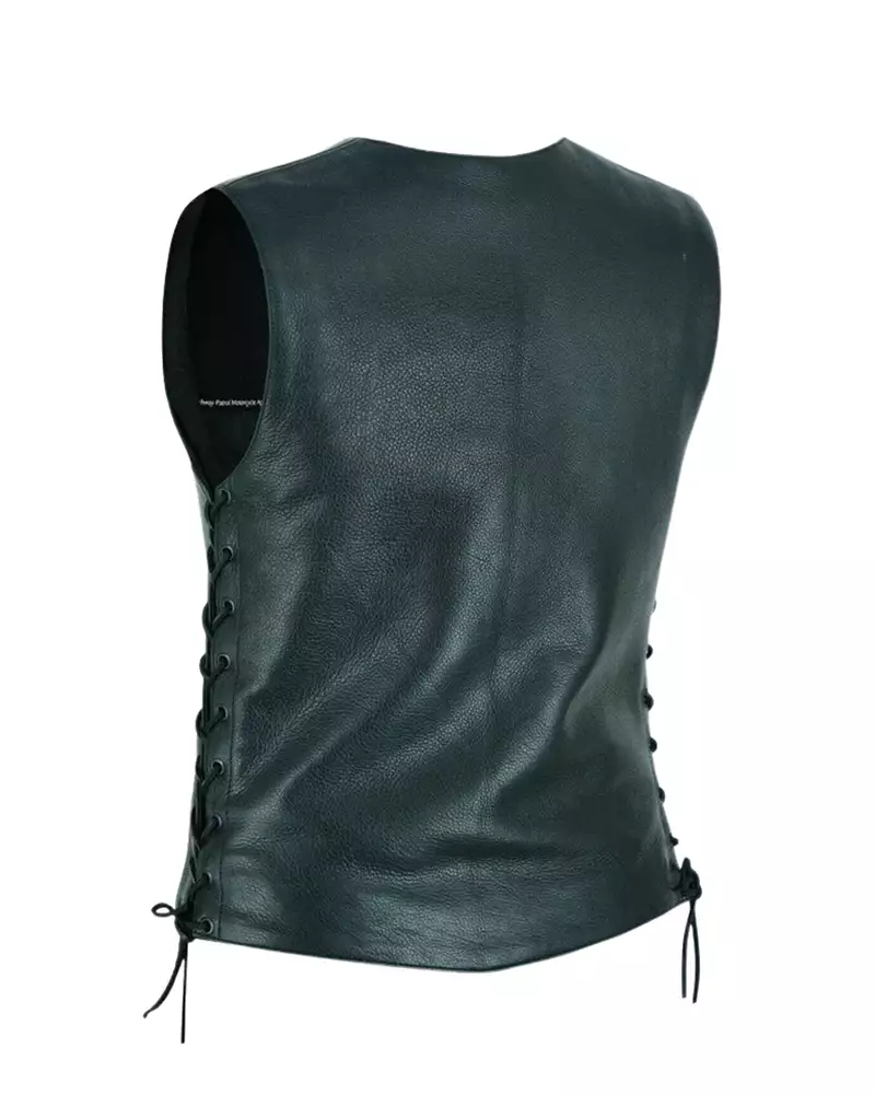 Womens Black Leather Motorcycle Bling Vest