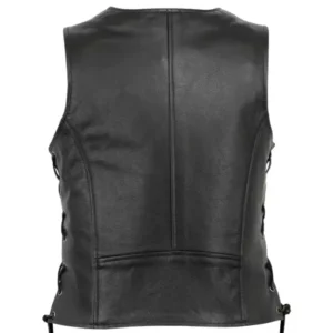Womens Motorcycle Biker Genuine Leather Vest