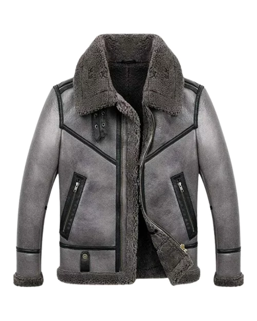 B3 Bomber Aviator Pilot Real Sheepskin Shearling Leather Jacket