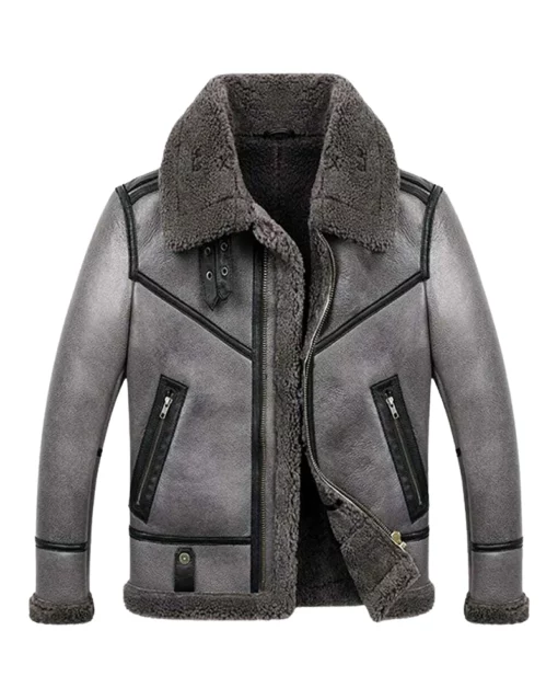 B3 Bomber Aviator Pilot Real Sheepskin Shearling Leather Jacket