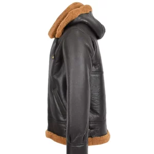 Men Brown B3 Bomber Jacket with Hood