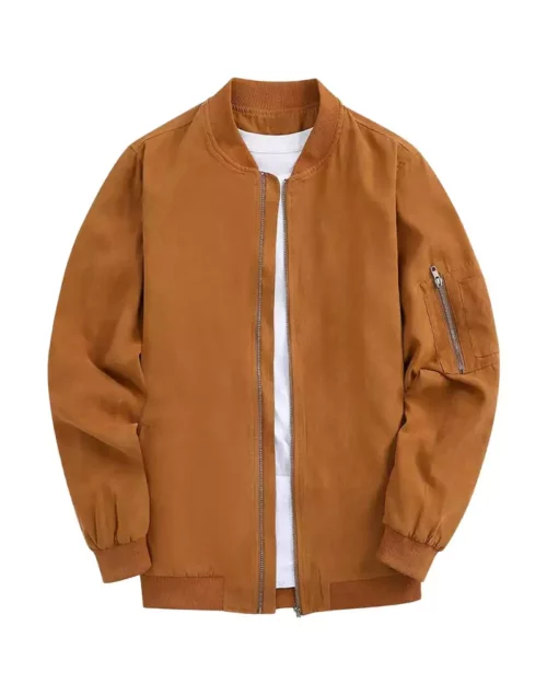 Men Suede Bomber Varsity Flight Casual Coat