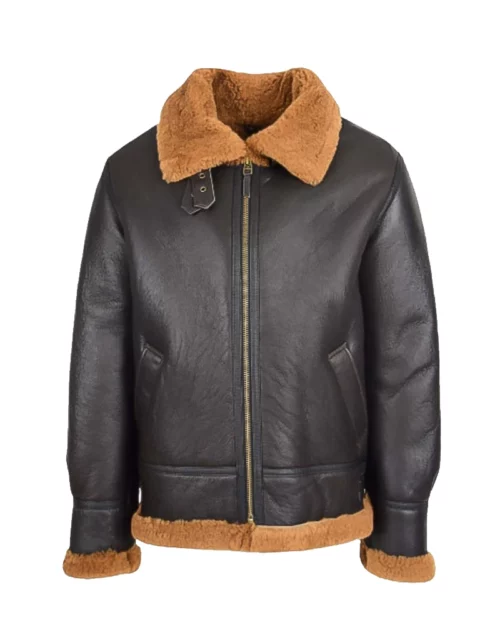 Mens Brown B3 Edwardo Ginger Bomber Jacket with Hood