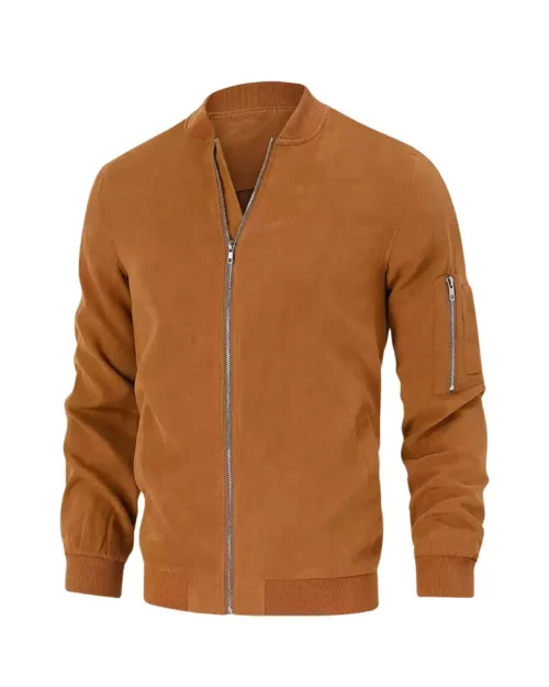 Mens Suede Bomber Varsity Flight Casual Coat