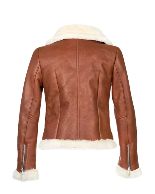 Women Chestnut Aviator Shearling Jacket